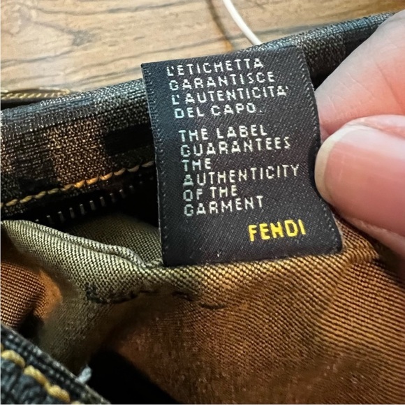 💯Authentic Fendi Zucchino and Zucca combination canvas leather handbag - Picture 7 of 16